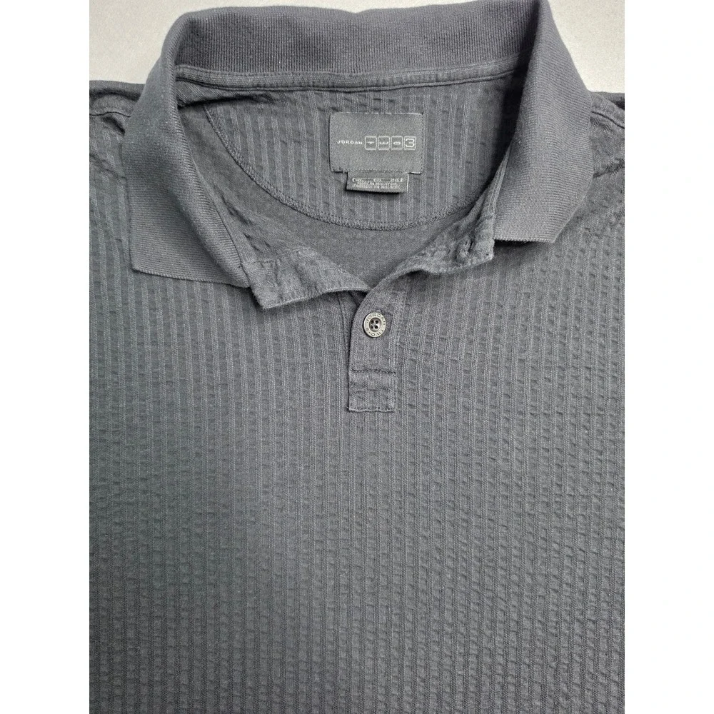 Jordan Two 3 Polo Shirt Mens XL Black‎ Cotton Textured Short Sleeve Golf Tennis
